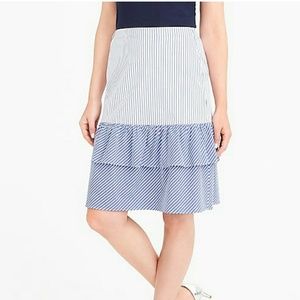 NEW J. Crew Cocktail Striped Tier Ruffled Skirt